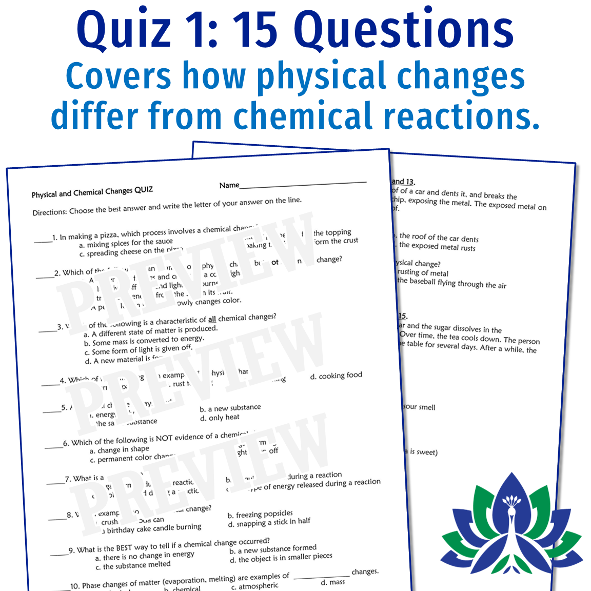 Physical and Chemical Changes QUIZ - Flying Colors Science