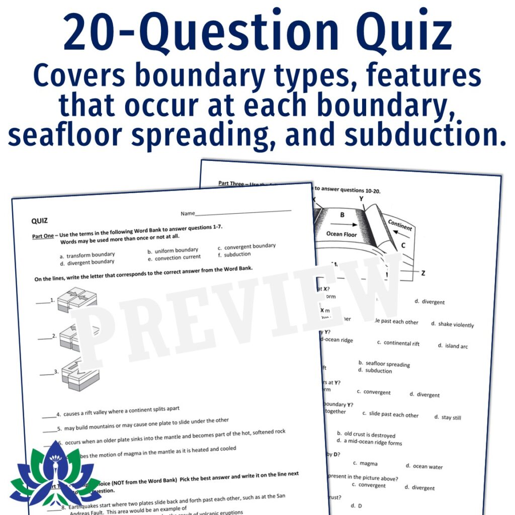 Plate Tectonics QUIZ with Plate Boundaries - Flying Colors Science