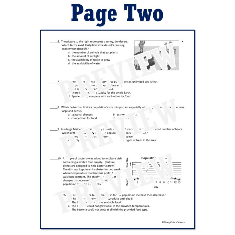 Populations Quiz with Limiting Factors and Carrying Capacity - Flying ...