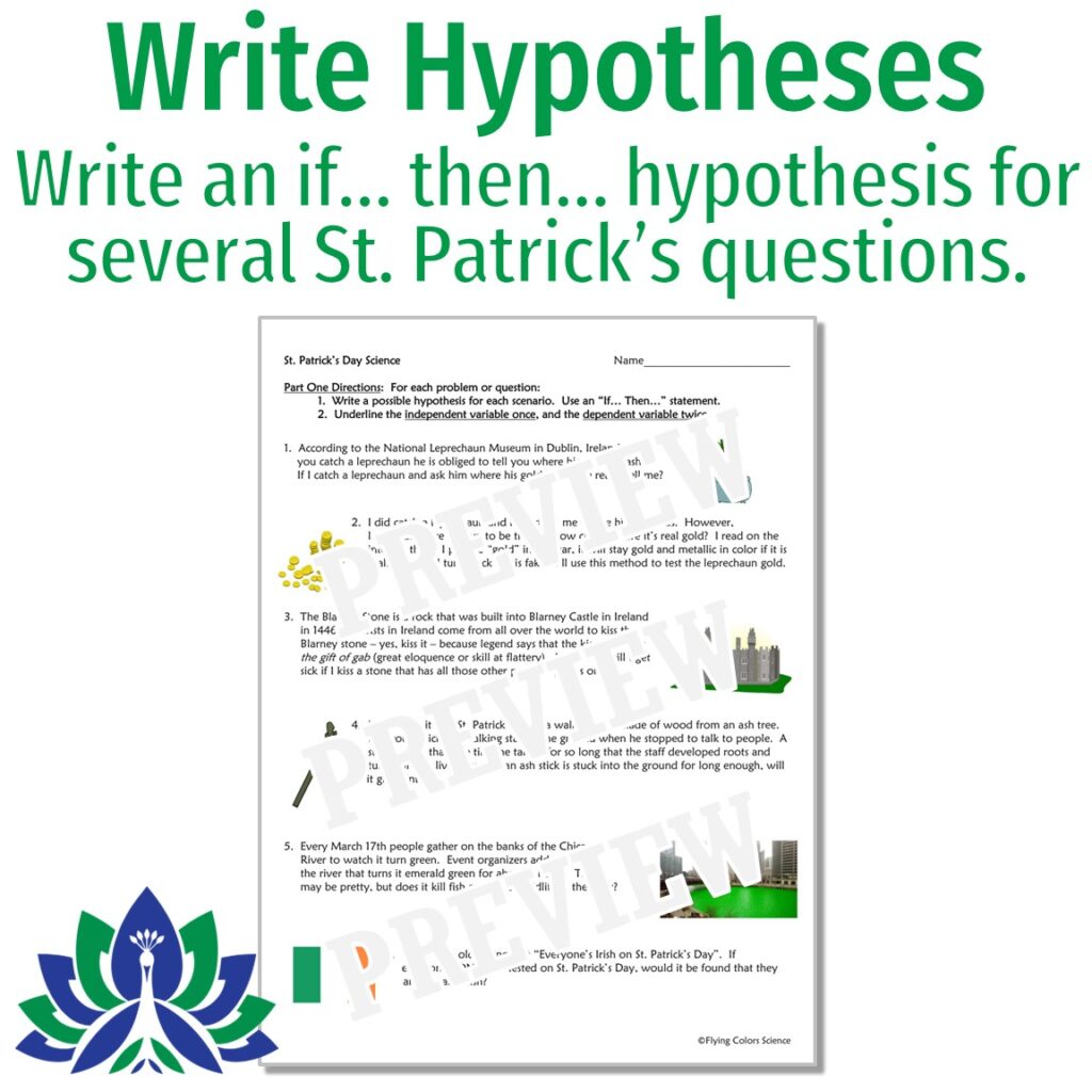 Patrick's Method St Patrick's Day Science Worksheet: Scientific Method - Flying Colors ...