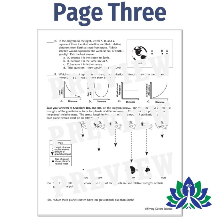 Gravity and Gravitational Interactions Worksheet - Flying Colors Science