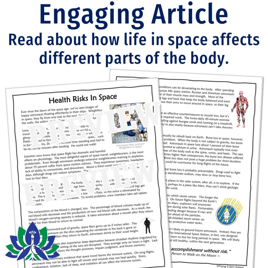 space travel and health reading answer