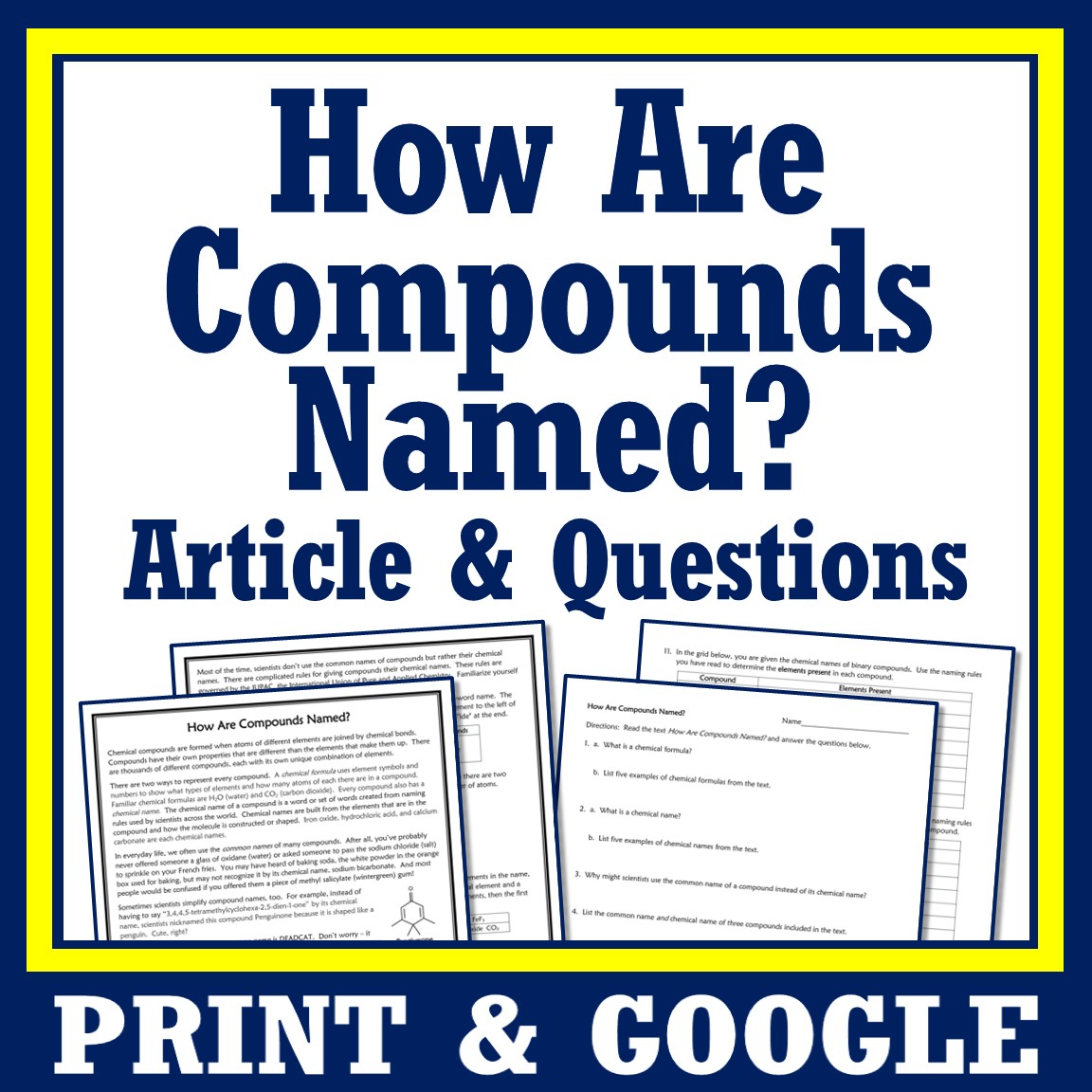Naming Compounds Worksheet and Chemical Nomenclature Article - Flying ...