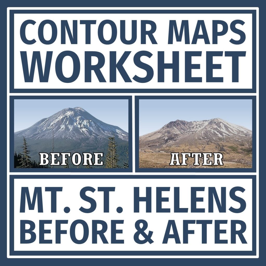 Topographic and Contour Maps Worksheet with Mt. St. Helens Flying