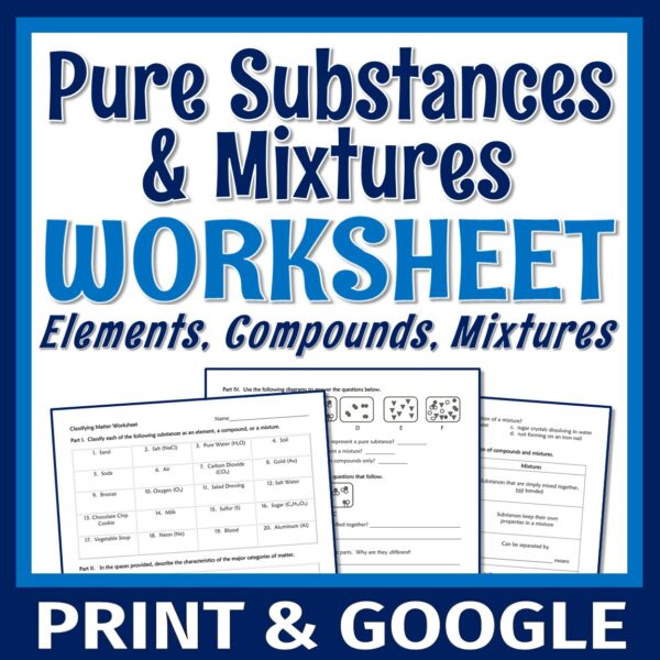 Classification of Matter Worksheet