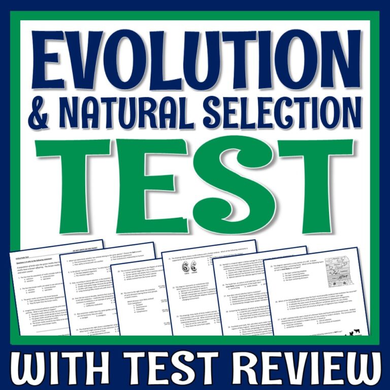Evolution Test with Review Worksheet - Flying Colors Science