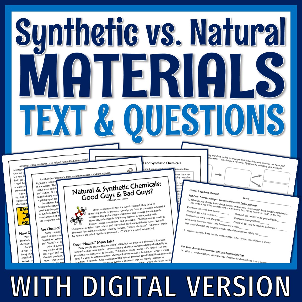 Natural and Synthetic Materials Reading and Worksheet - Flying 