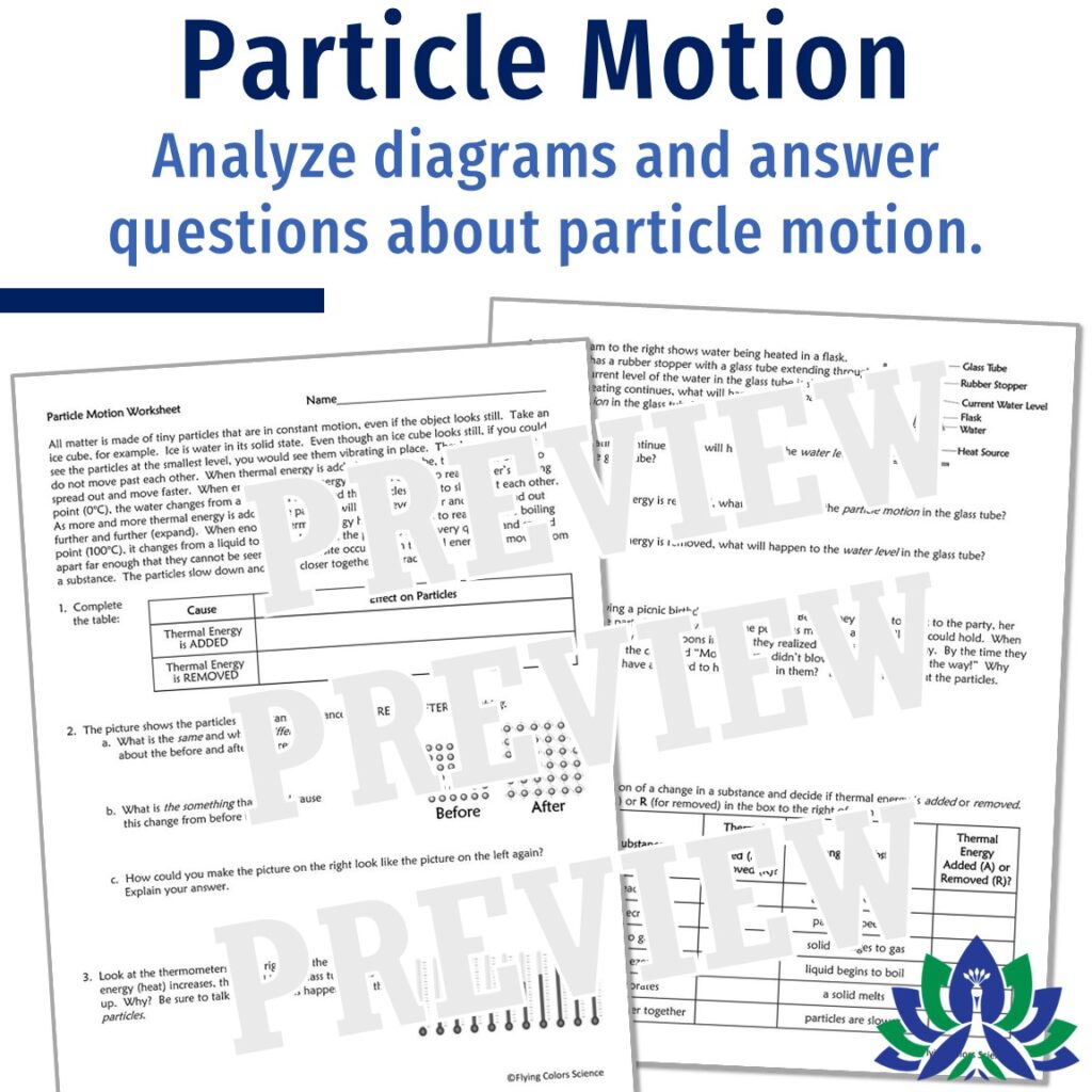 Set of 4 Thermal Energy and Heat Worksheets - Flying Colors Science