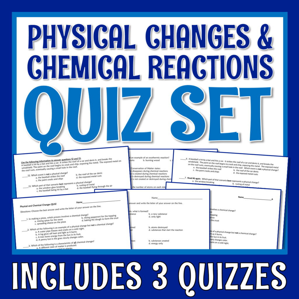 Physical and Chemical Changes QUIZ - Flying Colors Science