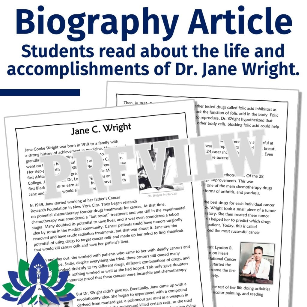 Black Female Scientist Biography with Worksheet - Flying Colors Science