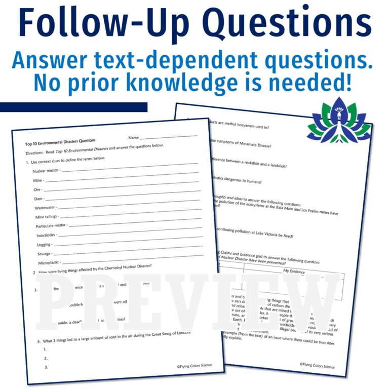 Environmental Disasters Reading and Questions - Flying Colors Science