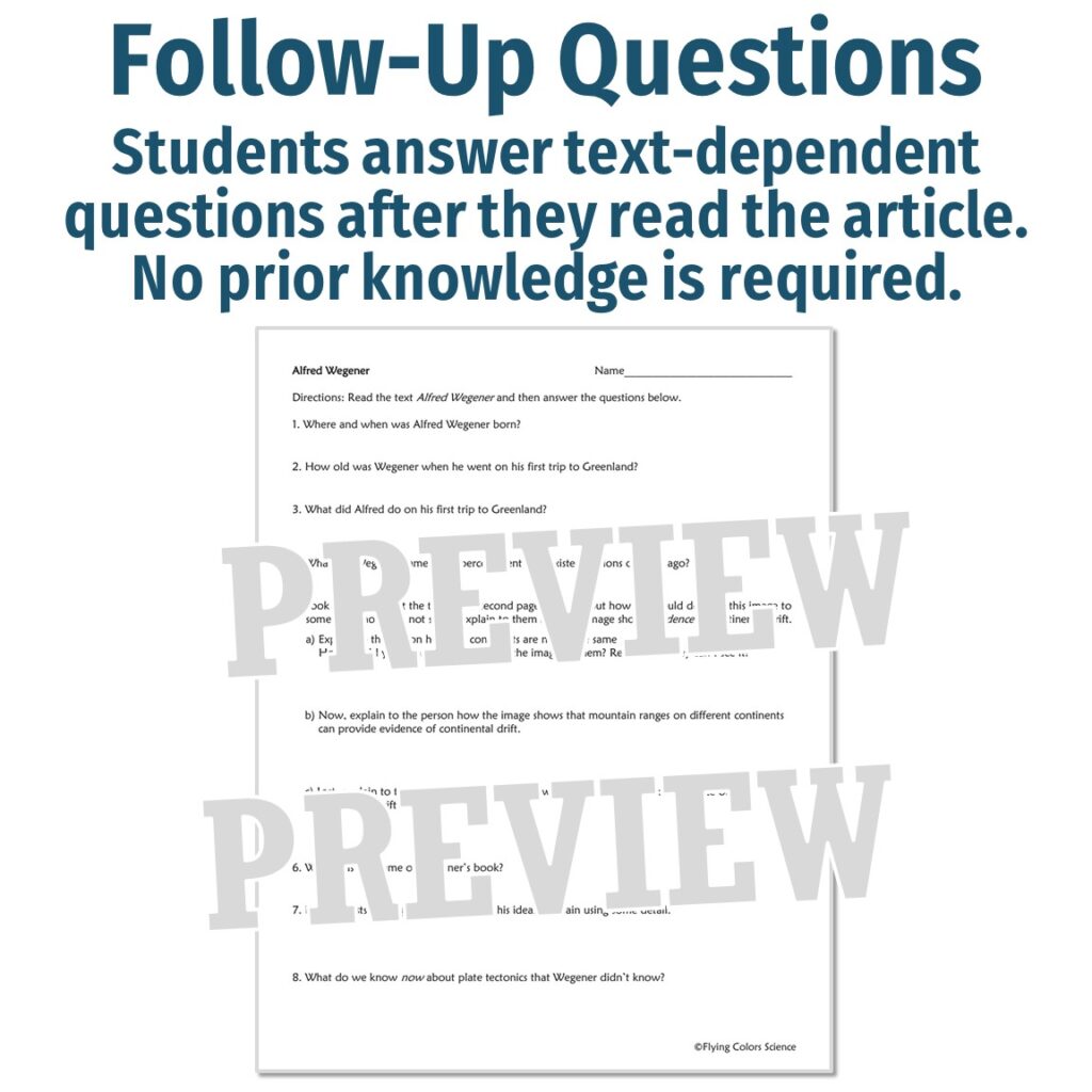 Alfred Wegener Biography and Worksheet - Flying Colors Science