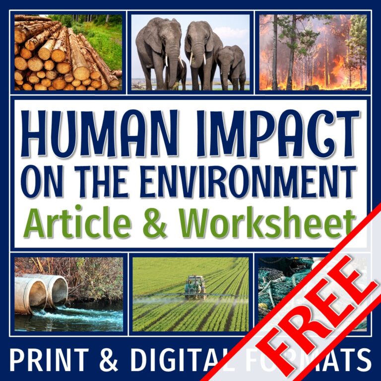 Human Impact on the Environment Reading and Worksheet - Flying Colors ...