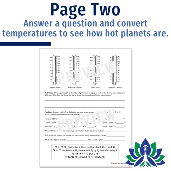Temperatures Worksheet - Flying Colors Science