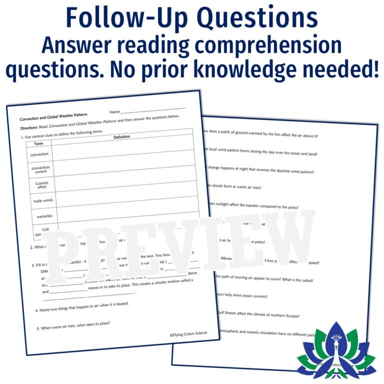 Convection and Global Weather Patterns Reading and Worksheet - Flying ...