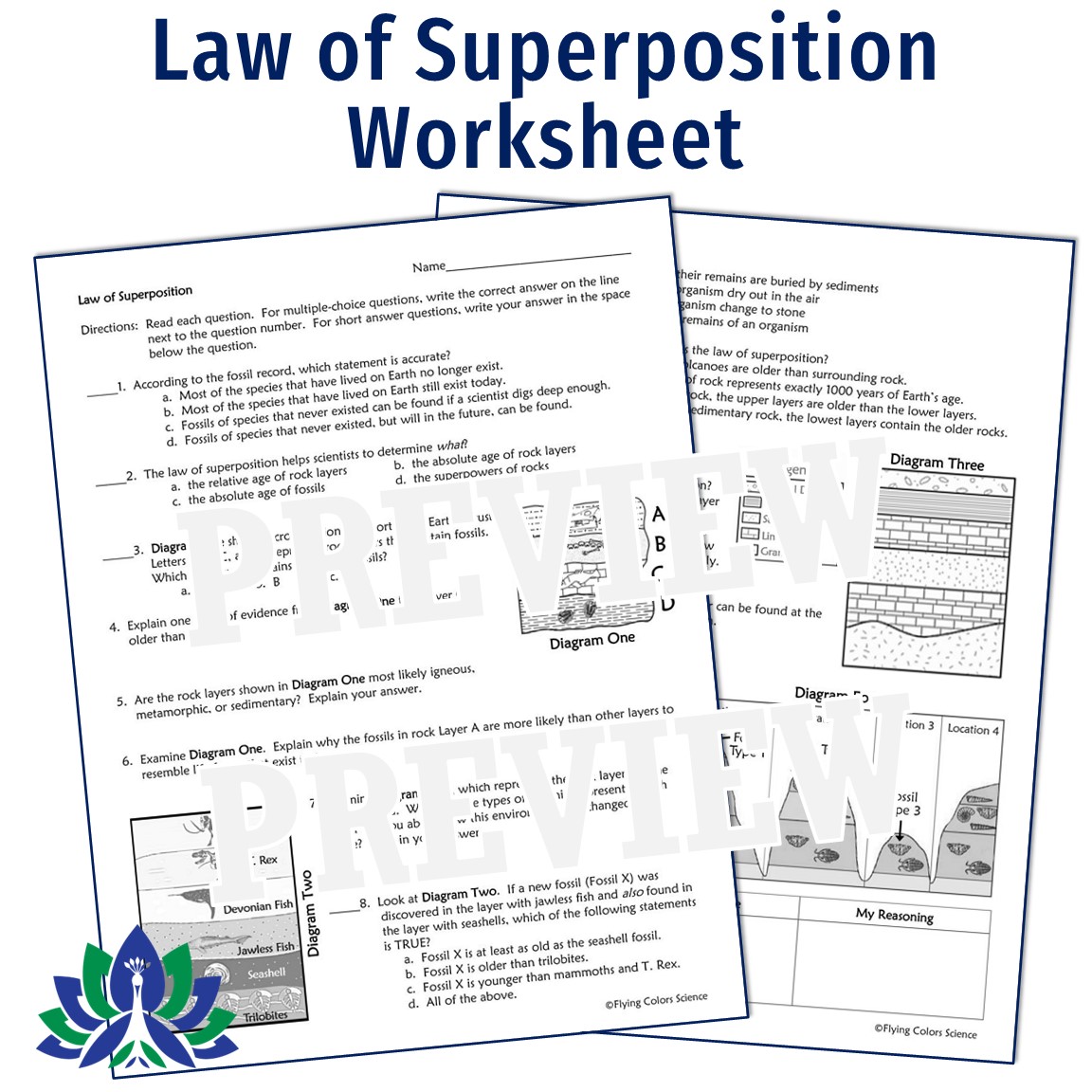 Fossils and Geologic Time Unit - Flying Colors Science, image size:1152x1152