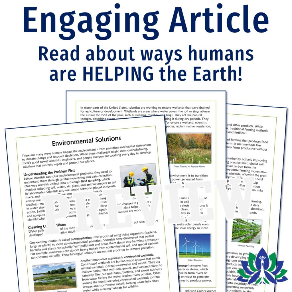 Minimizing Human Impact on the Environment Reading - Flying Colors Science