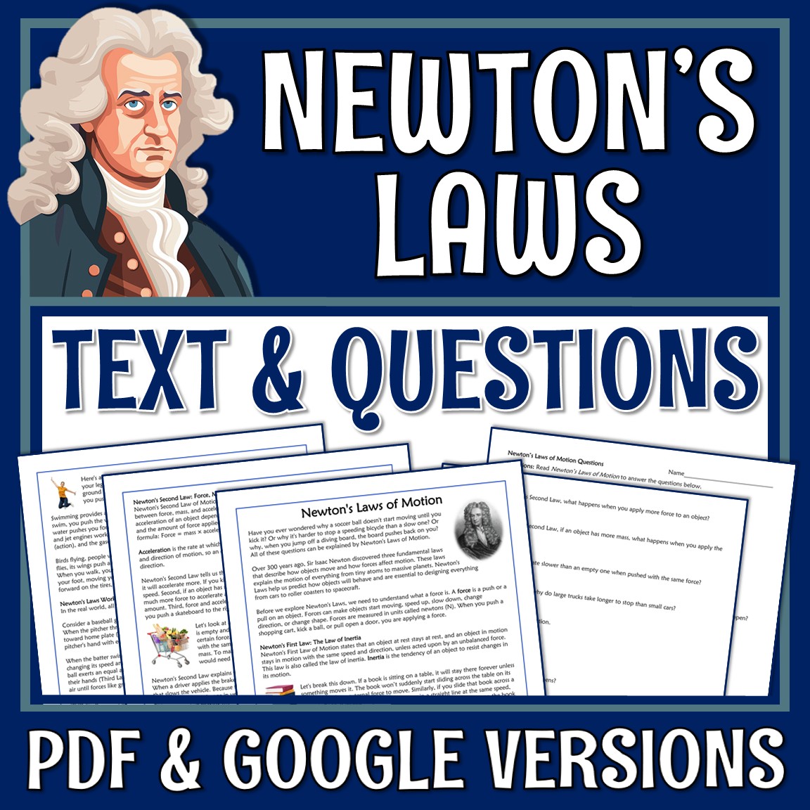 Newton's Laws Reading and Worksheet - Flying Colors Science