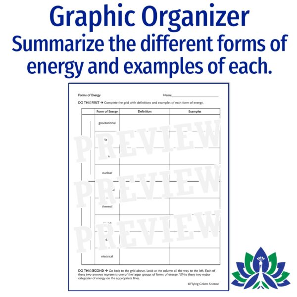 Energy Reading and Worksheet - Flying Colors Science
