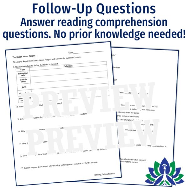 Ocean Circulation and Plastic Pollution Reading and Worksheet - Flying ...